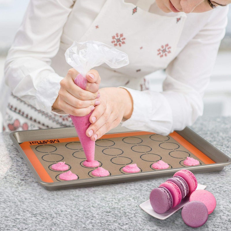 MMmat Silicone Baking Mat - Best German Silicone - Non Slip Silicone Baking Sheet, Non Stick Reusable Silicone Mats for Baking, Oven Liner, Counter Mat, 2 Half Sheets Mats + 1 Macaron Cookie Sheet - Image 4